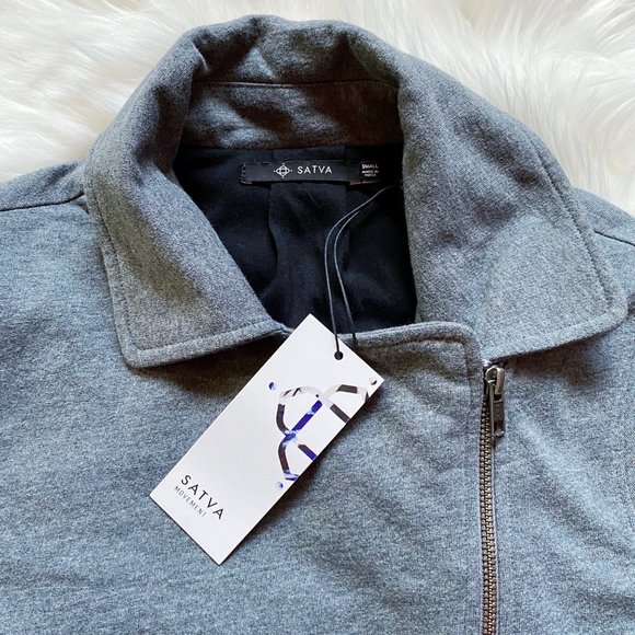 Satva NWT gray diagonal asymmetrical zip jacket - Picture 3 of 6
